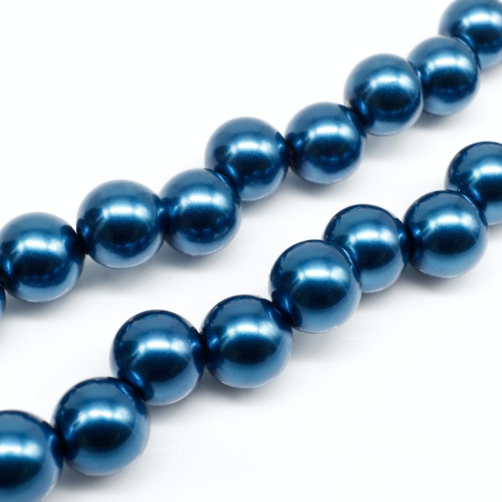 Glass Pearl 8mm Round Off Centre - Deep Blue