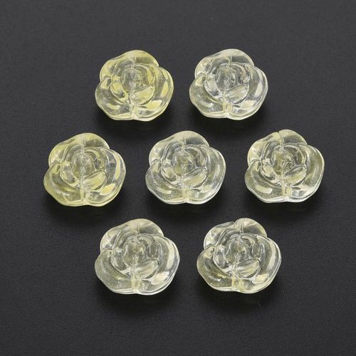 Glass Puffed Rose Bead 12x14mm   Daisy Yellow 10pcs for jewellery making