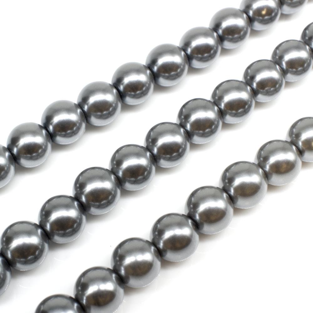 Glass Pearl Round Beads 8mm Grey Craft Hobby And Jewellery Supplies Totally Beads 9638