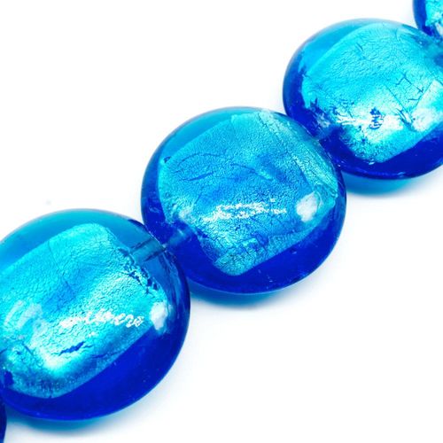Silver Foil Disc Bead 34mm   Turquoise for jewellery making