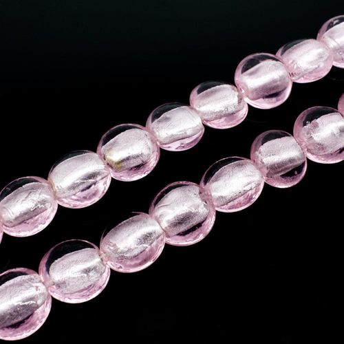 Silver Foil Disc Beads 15mm 25pcs   Pink for jewellery making