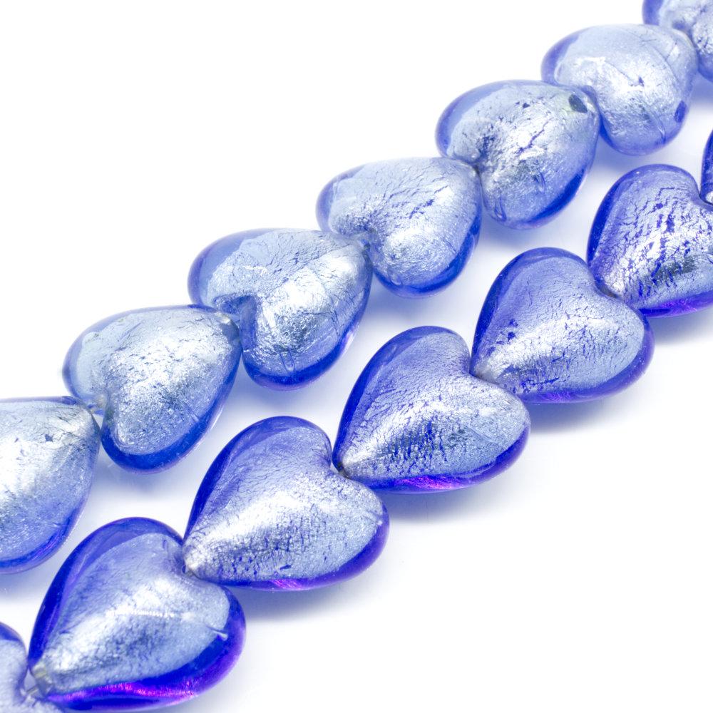 Silver Foil Heart Beads 20mm 20pcs   Light Teal for jewellery making