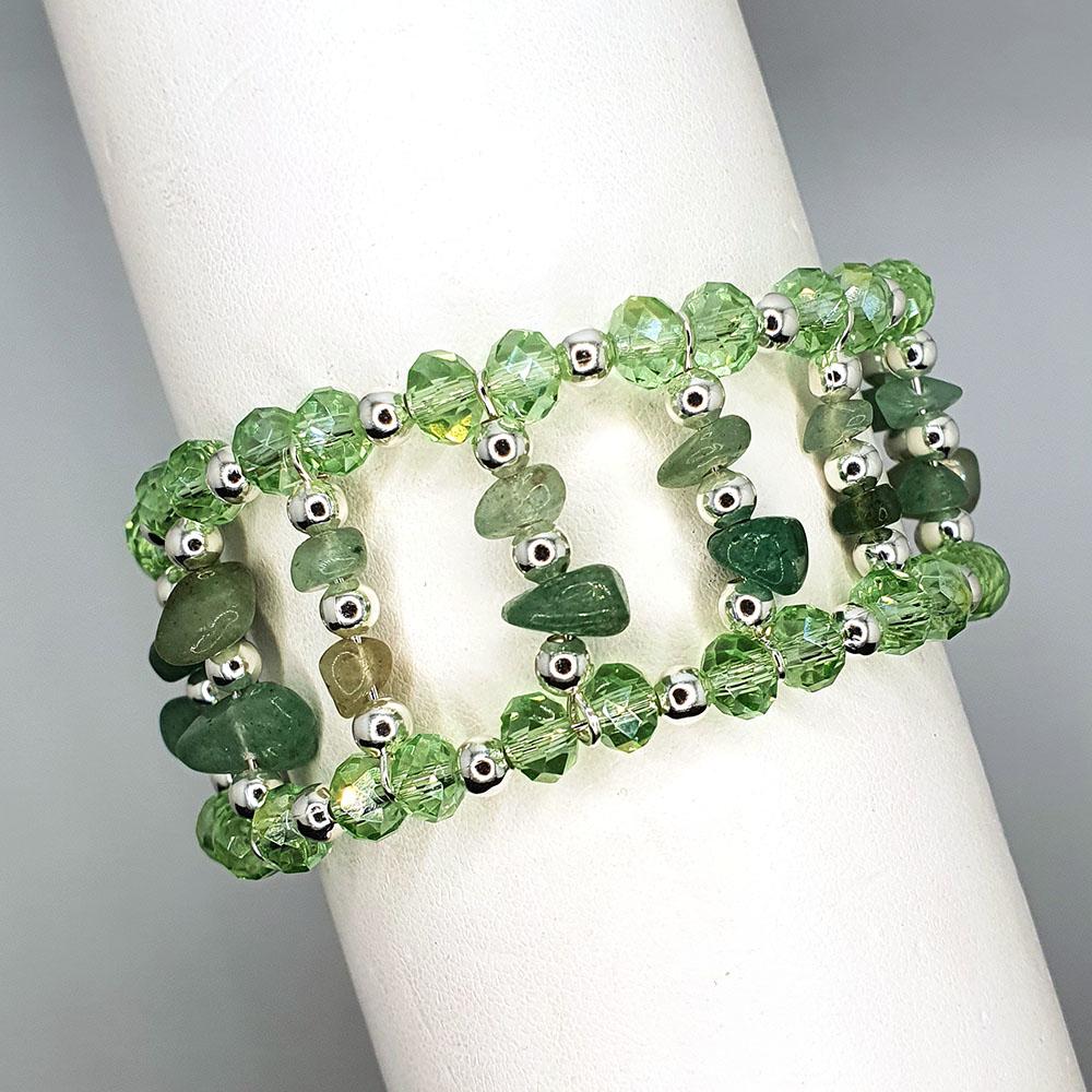 18k gold plated flat emerald green crystal chain bracelet – WantandWardrobe