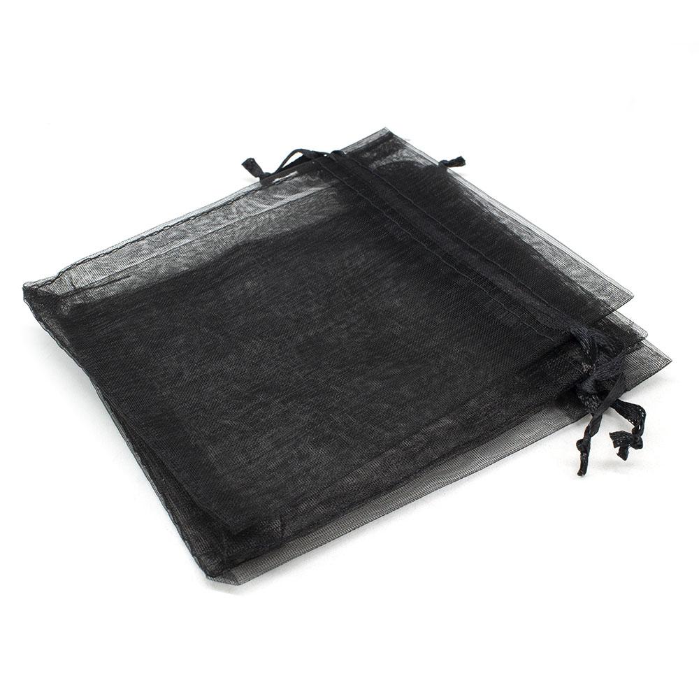 Organza Gift Bag   Black 100mm for jewellery making