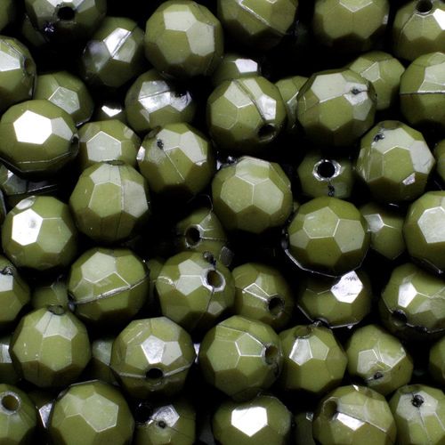 Acrylic Faceted Beads 10mm 60pc   Moss Green for jewellery making