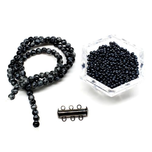 BC Week 46   3 Row Snake Stitch   Snowflake Hematite for jewellery making