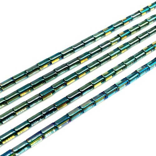 Glass Tube Beads 5mm 15" String   Electric Green for jewellery making