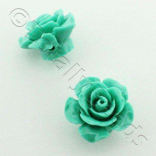 Acrylic Rose 15mm 1 Row - Dark Green 4pcs