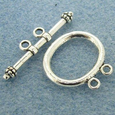 Metal Toggle - Double Loop Oval 21mm Antique Silver
