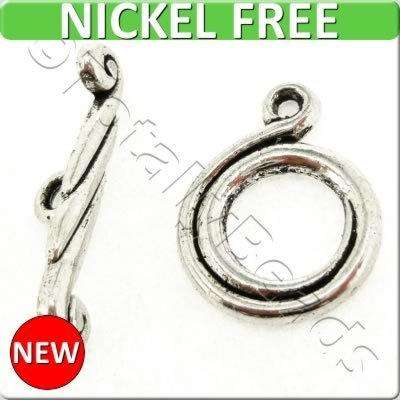 Metal Toggle - Swirl Ring 14mm 6sets Antique Silver
