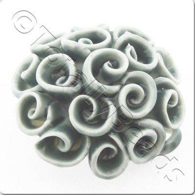 Ceramic Pendant - Swirl Flower - Grey