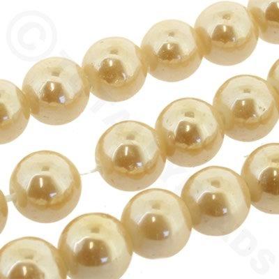 Ceramic Round 8mm - White with Gold 16" String