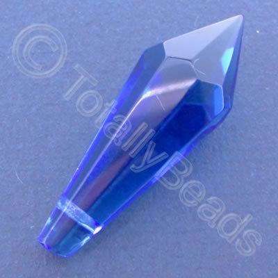 Glass Pendant Pointed Drop Blue - 37mm