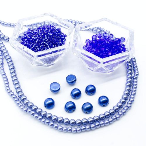 Azalea Bauble Zoom 28/2 sapphire jewelry making kit — DIY set with beads and instructions for creating handmade jewelry