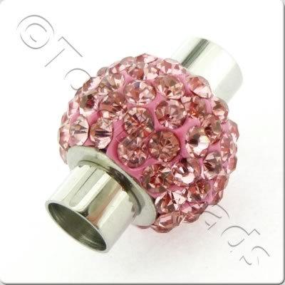 Shamballa Style Magnetic Clasp - 13x18mm - Pink