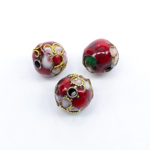Cloisonne 10mm Round Bead   Red 1pc for jewellery making