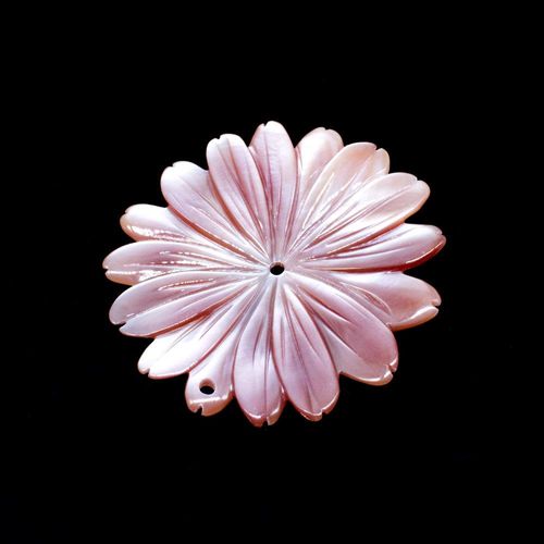Mother of Pearl Pendant 16 Petal Flower 35mm Lilac Pink for jewellery making