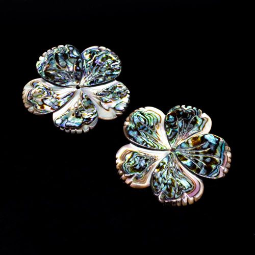 Mother of Pearl Pendant 5 Petal Flower 30mm Abalone V3 for jewellery making