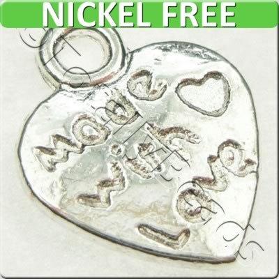 Silver Charm - Made with Love Heart 10mm - 20pcs