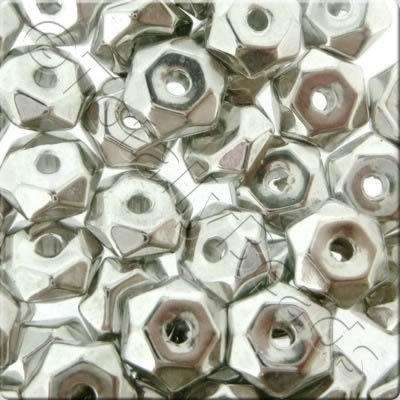 Acrylic Antique Silver Bead - Hex Rondelle 7mm