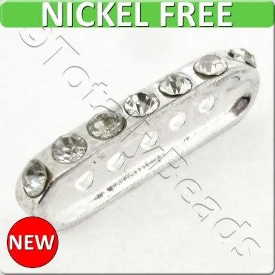 Silver Metal Spacer Bar - Crystal 5 Strand 27mm 1pc