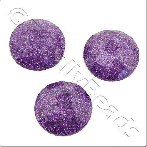 Resin Cabochon 10mm - Facet Sparkle Amethyst 10pcs