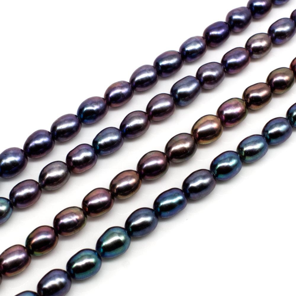 Freshwater Pearls 7x5mm Oval Med. Grey   14" String for jewellery making