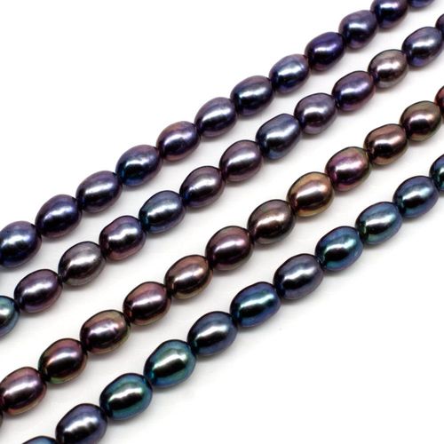 Freshwater Pearls 7x5mm Oval Med. Grey   14" String for jewellery making