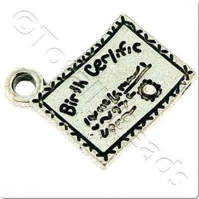 Tibetan Silver Charm - Birth Certificate 6pcs