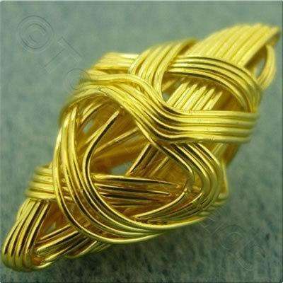 Multi Wire Bead - Diamond 25x15mm - Gold 3pcs