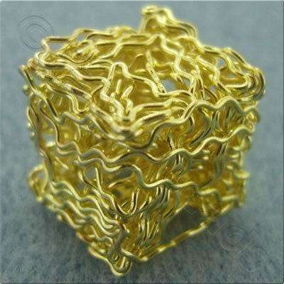 Single Wire Beads - Cube 15mm - Gold 3pcs