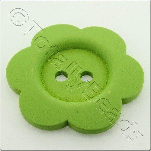 Wooden Flower Button 50mm - Light Green