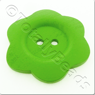Wooden Flower Button 50mm - Green