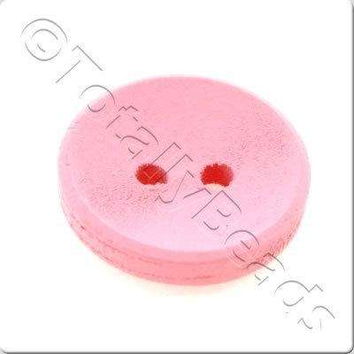 Concave Wooded Button 15mm - Pink