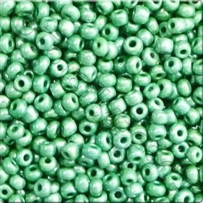 Seed Beads Opaque Luster  Green - Size 6 100g