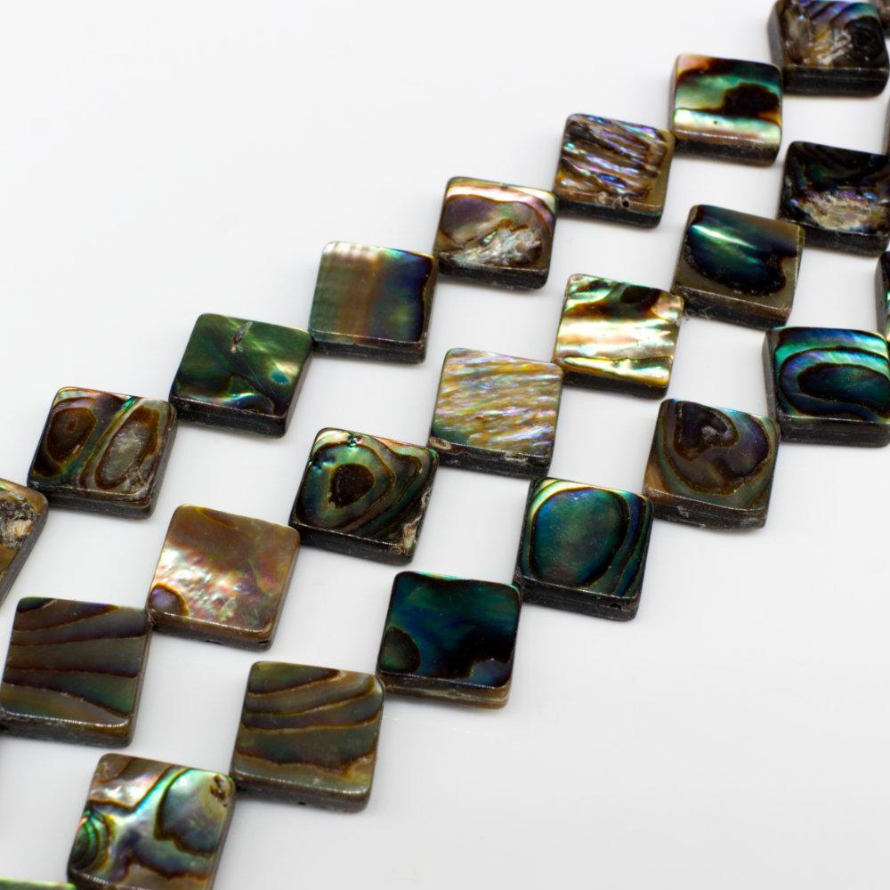 Abalone Diagonal Square Beads 10mm - 15