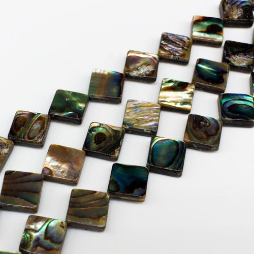 Abalone Diagonal Square Beads 10mm   15" string for jewellery making