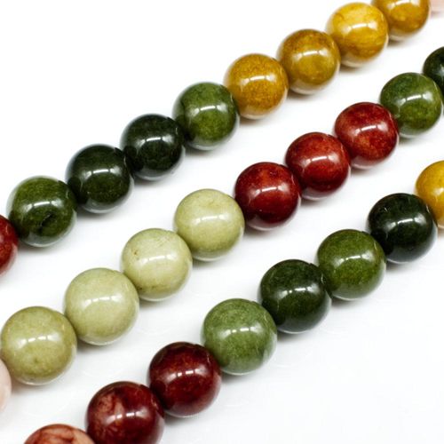 Dyed Jade Opaque Mixed Round Beads 10mm   15" String for jewellery making