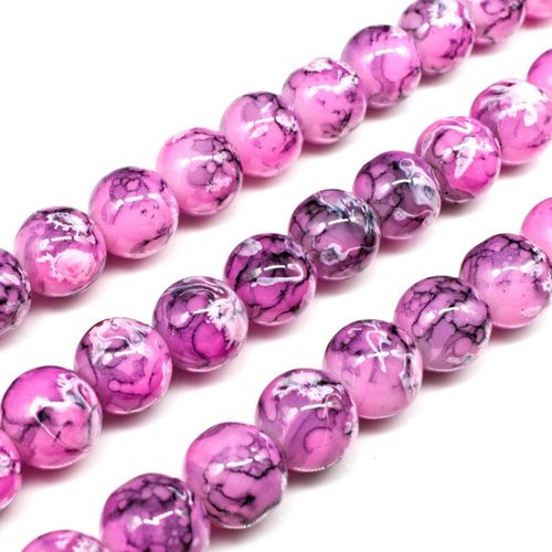 Ancient Marble Glass Beads Round 10mm   Pink for jewellery making