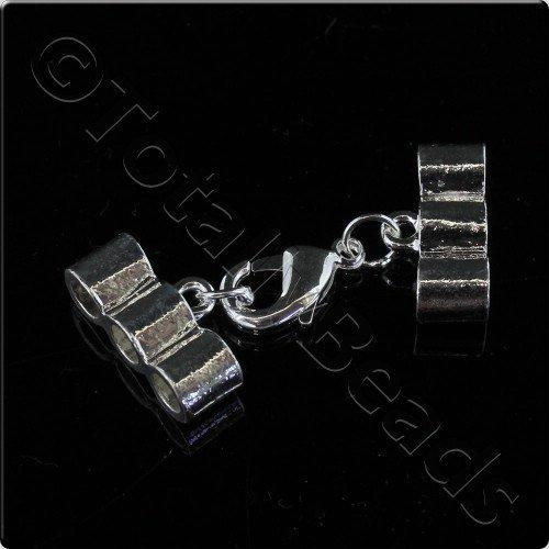 3 Row 4mm Cap Lobster Clasp - Silver Plated