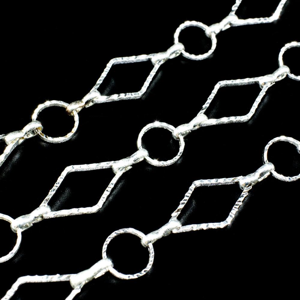 Silver Plated Chain Etched Diamond 18mm & Ring Craft, hobby & jewellery supplies Totally Beads