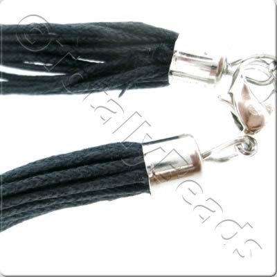 Wax Cotton Cord Neckalce Multi String - Black