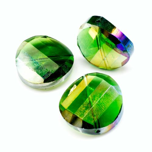 18mm crystal beads green rainbow, pack of 6 — faceted for jewelry making and beadwork