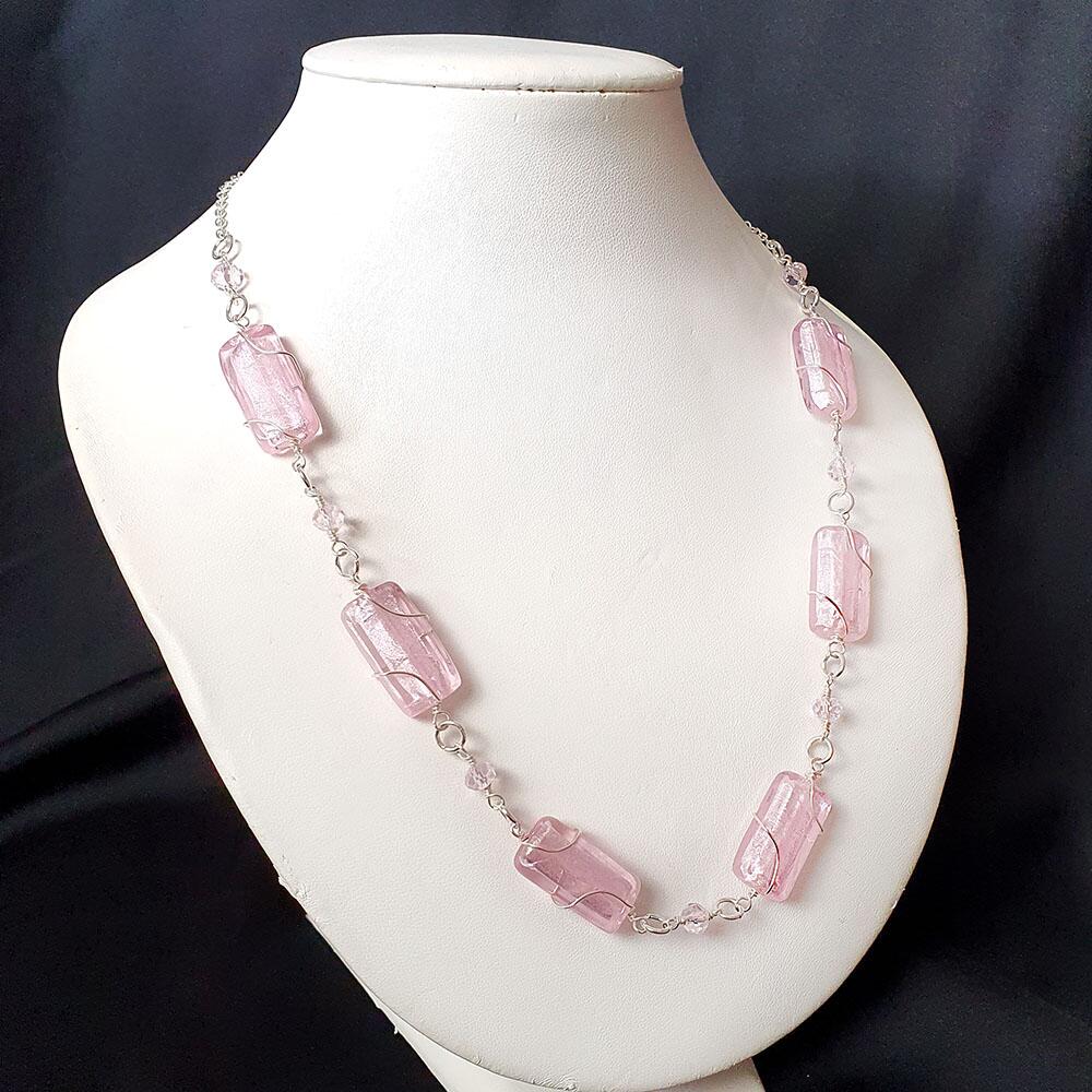 Sophie Necklace pink ab necklace making kit — DIY set with beads and instructions for creating handmade jewelry