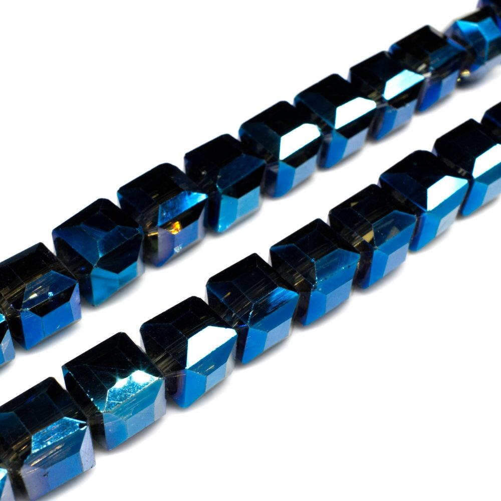 Crystal Faceted Cube 10mm Electric Blue Craft Hobby And Jewellery Supplies Totally Beads 3268