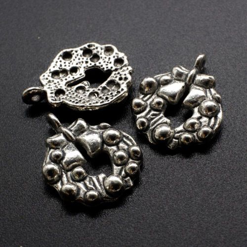 Antique Silver Metal Charm Garland with Baubles 16mm 10pcs for jewellery making