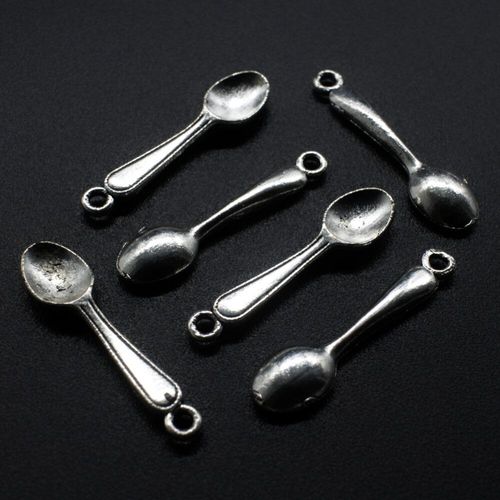 Antique Silver Metal Charm Cutlery Spoon 26mm 12pc 12 Pieces for jewellery making