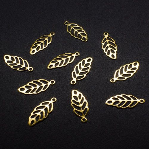Iron Gold Charm Leaf 14mm 100pcs for jewellery making