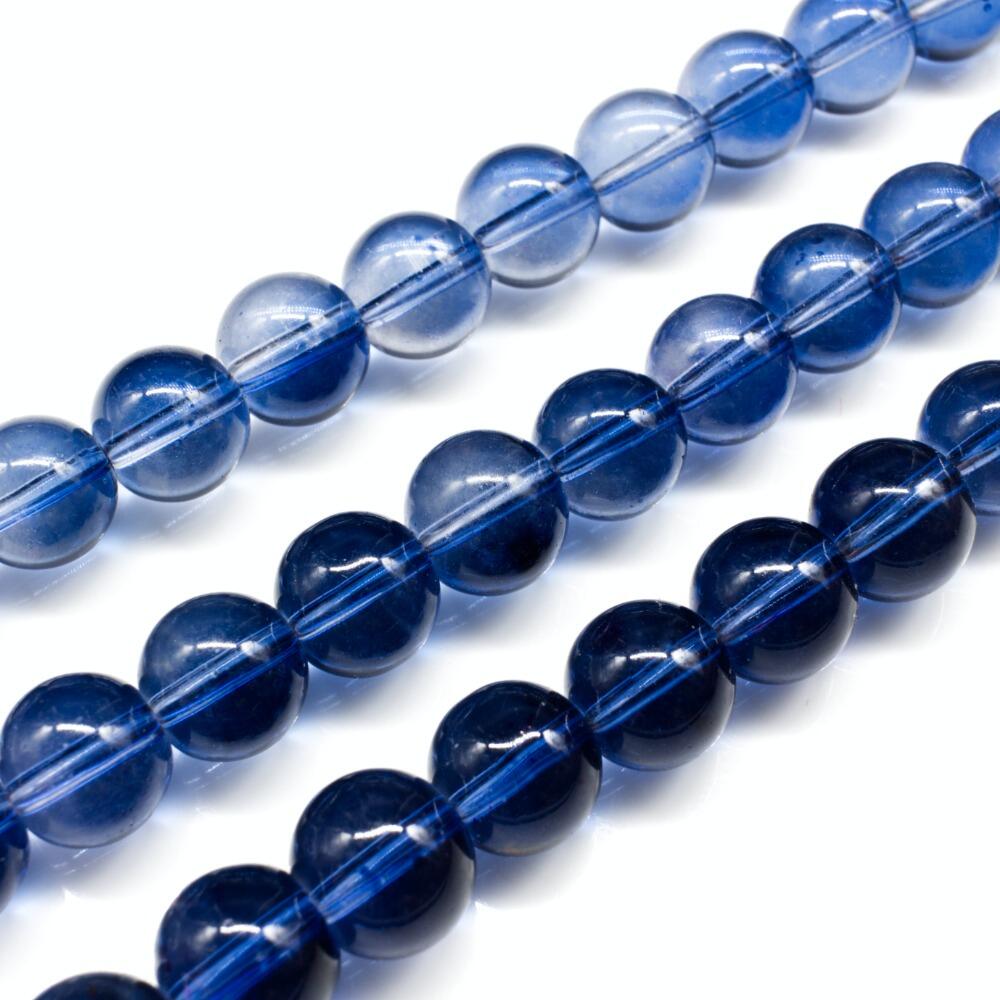 Glass Beads 10mm Round Navy 14" String