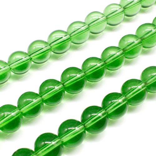 Glass Beads 10mm Round   Green 14" String for jewellery making